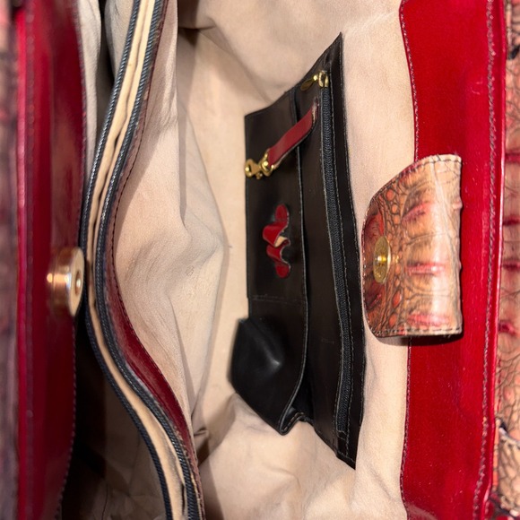 Vintage Brahmin "Scarlett" Croc-Embossed Leather Satchel - Picture 9 of 14